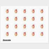 Bakery Logo Stickers,  Strawberry Cupcake Label ラウンドシール (シート)