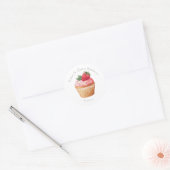 Bakery Logo Stickers,  Strawberry Cupcake Label ラウンドシール (封筒)