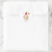 Bakery Logo Stickers,  Strawberry Cupcake Label ラウンドシール (バッグ)
