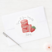 Bakery Logo Stickers,  Strawberry Macarons Label ラウンドシール (封筒)