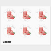Bakery Logo Stickers,  Strawberry Macarons Label ラウンドシール (シート)
