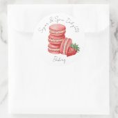 Bakery Logo Stickers,  Strawberry Macarons Label ラウンドシール (バッグ)