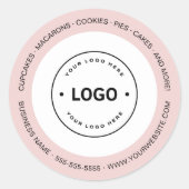 Bakery Logo White and Pink ラウンドシール (正面)
