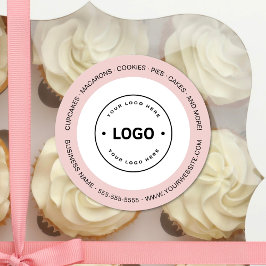 Bakery Logo White and Pink ラウンドシール