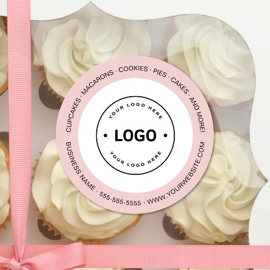 Bakery Logo White and Pink ラウンドシール