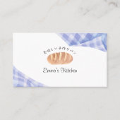 Bakery Loyalty Card Watercolor Bread Blue Gingham 名刺 (正面)