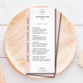 Bakery Menu Price List  ラックカード