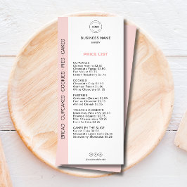 Bakery Menu Price List  ラックカード