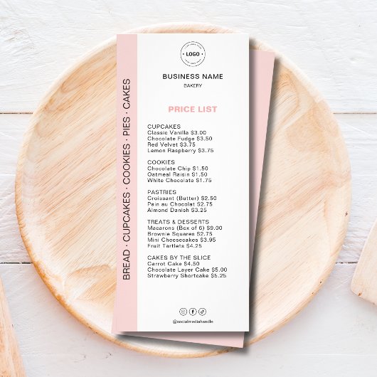 Bakery Menu Price List  ラックカード