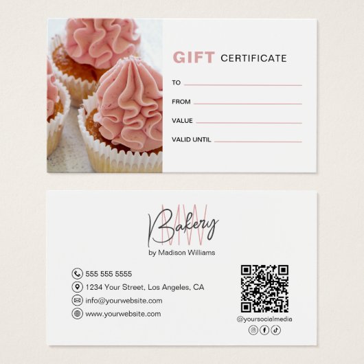 Bakery Monogram Logo Business Gift Certificate (正面&裏面)