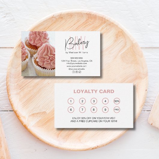 Bakery Monogram Logo Business Reward ロイヤリティカード