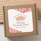 Bakery Packaging Watercolor Bread Red Gingham スクエアシール