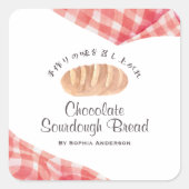 Bakery Packaging Watercolor Bread Red Gingham スクエアシール (正面)