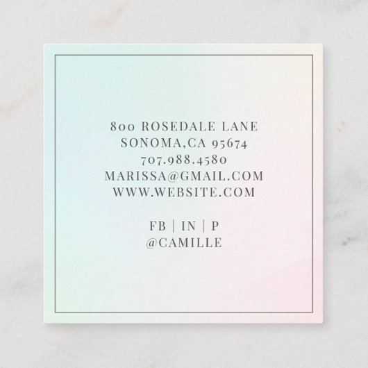 Bakery Pastry Chef Baker Square Business Card スクエア名刺 (裏面)