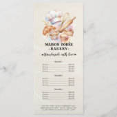 Bakery Pastry Chef Baking Catering Gold Price List メニュー (正面)