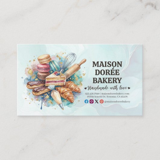 Bakery Pastry Chef Baking Catering Gold Price List 名刺 (正面)