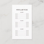 Bakery Pastry Chef Baking Catering Gold Price List 名刺 (裏面)