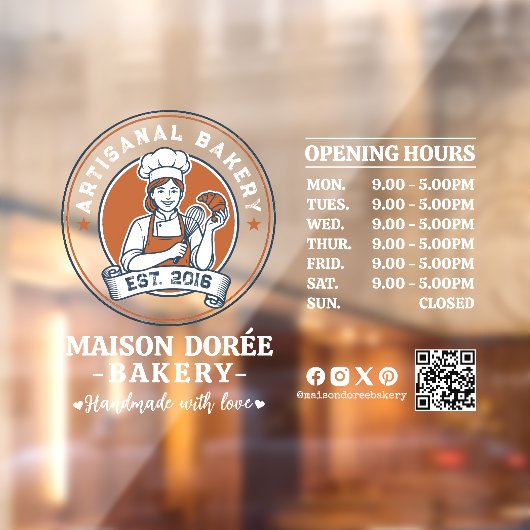 Bakery Pastry Chef Baking Catering Opening Hours ウィンドウサイン (シート2)