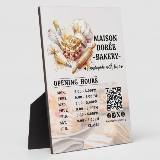 Bakery Pastry Chef Baking Catering Opening Hours フォトプラーク (側面)
