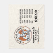 Bakery Pastry Chef Baking Catering Opening Hours フリースブランケット (正面)