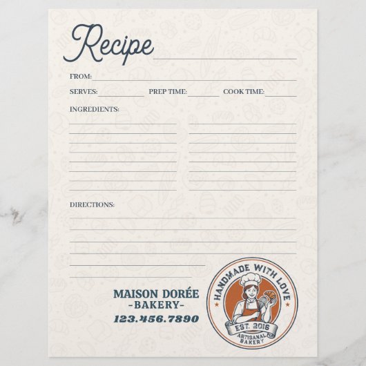Bakery Pastry Chef Baking Recipe Page Cookbook チラシ (正面)