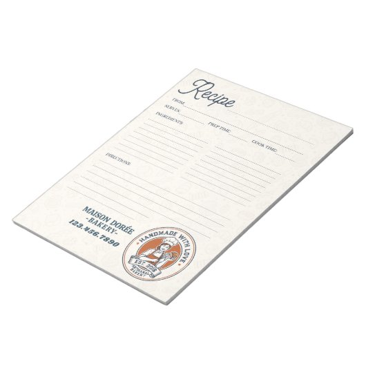 Bakery Pastry Chef Baking Recipe Page Cookbook ノートパッド (アングル)