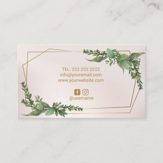 Bakery Pastry Chef Botanical Floral Sweet Cake 名刺 (裏面)