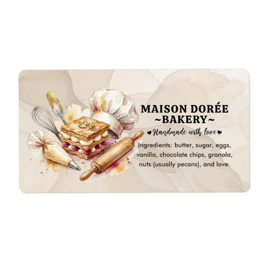 Bakery Pastry Chef Cake Baker Food Ingredient ラベル (正面)