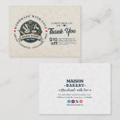 Bakery Pastry Chef Cake Baker Thank You Promo Code 割引カード (正面/裏面)