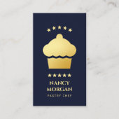 Bakery Pastry Chef Cupcake Navy And Gold 名刺 (正面)