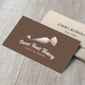 Bakery Pastry Chef Cute Piping Bag & Heart Brown 名刺