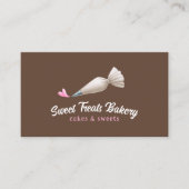 Bakery Pastry Chef Cute Piping Bag & Heart Brown 名刺 (正面)
