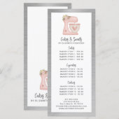 Bakery Pastry Chef Dessert Menu Price List メニュー (正面/裏面)