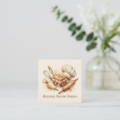 Bakery Pastry Chef Modern Gold Baking Utensils スクエア名刺 (スタンド正面)