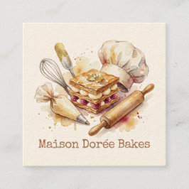 Bakery Pastry Chef Modern Gold Baking Utensils スクエア名刺