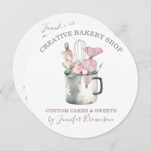 Bakery Pastry Chef mug Boho chic flower patisserie 招待状 (正面/裏面)