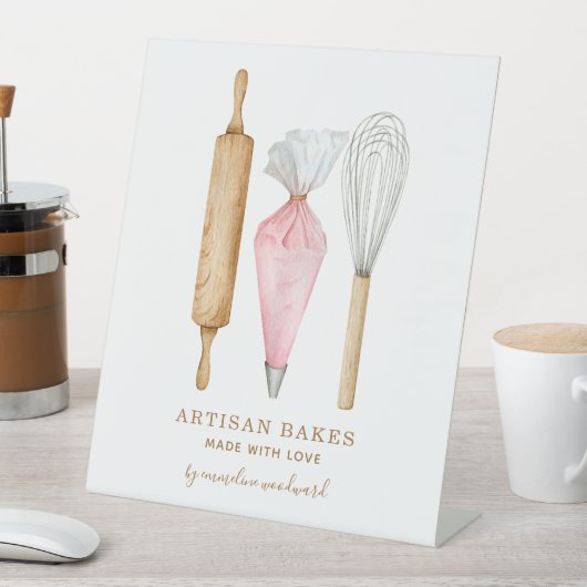 Bakery Pastry Chef Watercolor Baking Utensils 台座サイン (インサイチュ)