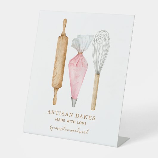 Bakery Pastry Chef Watercolor Baking Utensils 台座サイン (正面)
