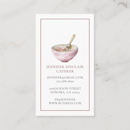 Bakery Pastry Chef Watercolor Baking Utensils 名刺 (裏面)