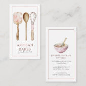 Bakery Pastry Chef Watercolor Baking Utensils 名刺 (正面/裏面)