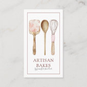 Bakery Pastry Chef Watercolor Baking Utensils 名刺 (正面)