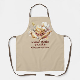 Bakery Pastry Chef Watercolor Gold Baking Catering エプロン