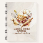Bakery Pastry Chef Watercolor Gold Baking Catering ノートブック (正面)