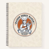 Bakery Pastry Chef Watercolor Gold Baking Catering ノートブック (正面)