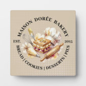 Bakery Pastry Chef Watercolor Gold Baking Catering フォトプラーク (正面)