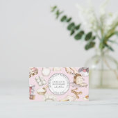 Bakery Pink Watercolor Baking Ingredients 名刺 (スタンド正面)