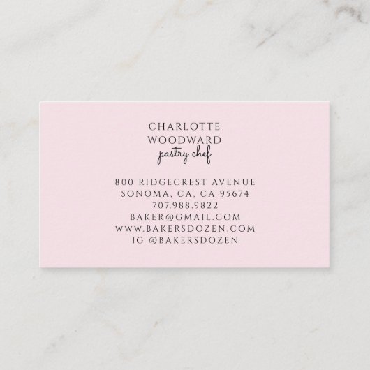 Bakery Pink Watercolor Baking Ingredients 名刺 (裏面)