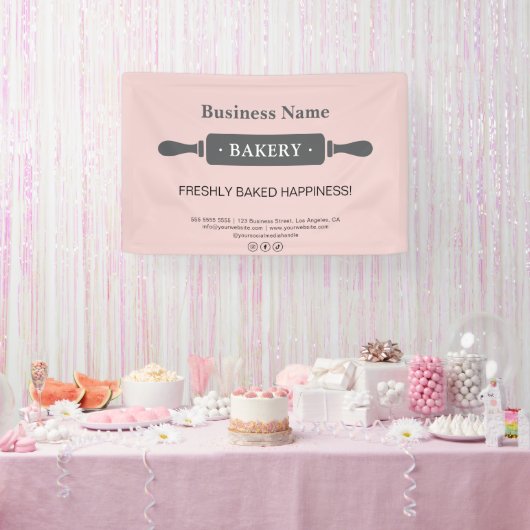 Bakery Rolling Pin Pink Business 横断幕 (パーティー)
