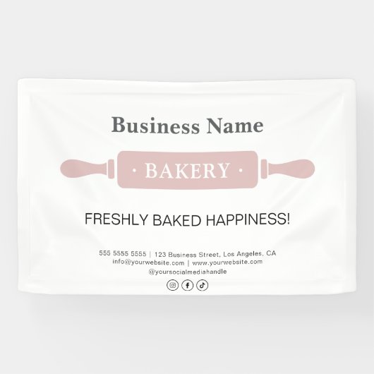 Bakery Rolling Pin White and Pink Business 横断幕 (横)