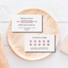 Bakery Rolling Pin White Pink Business Reward ロイヤリティカード